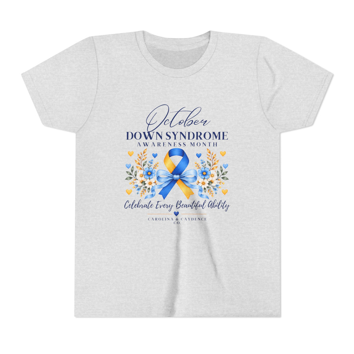 Caydence Kid's Tee – Down Syndrome Awareness Ribbon (Celebrate Every Beautiful Ability)