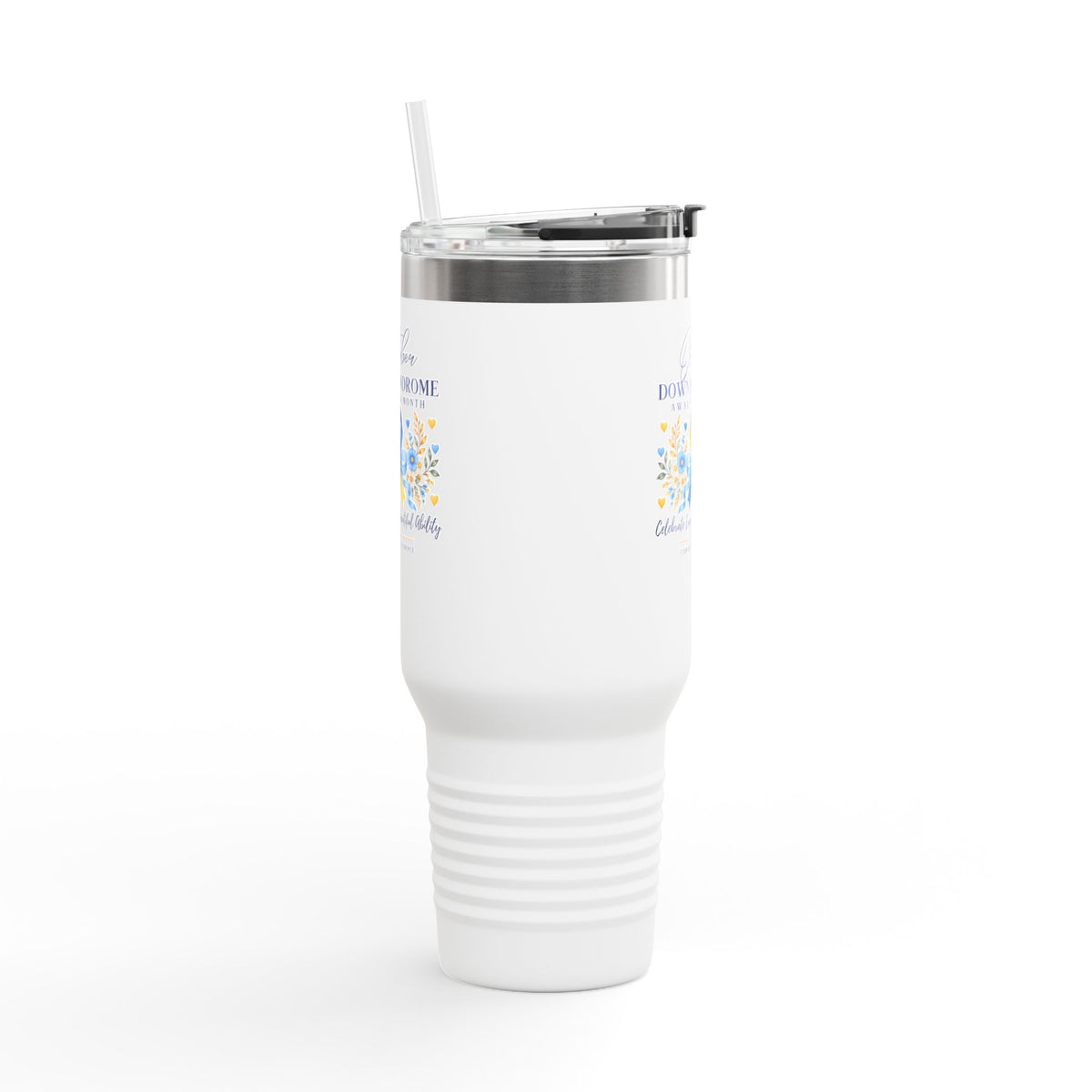 Down Syndrome Awareness 40 oz Insulated Travel Mug – Ribbon Floral Design