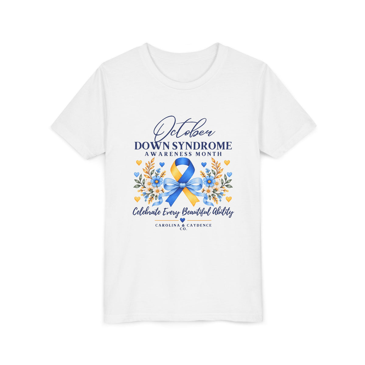 Caydence Kid's Tee – Down Syndrome Awareness Ribbon (Celebrate Every Beautiful Ability)