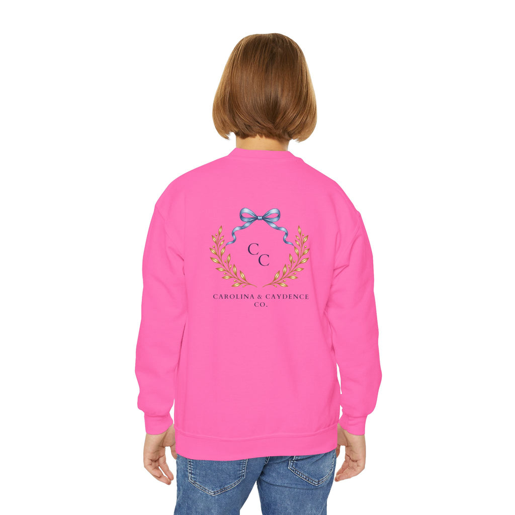 Down Syndrome Awareness Youth Crewneck – Floral Ribbon