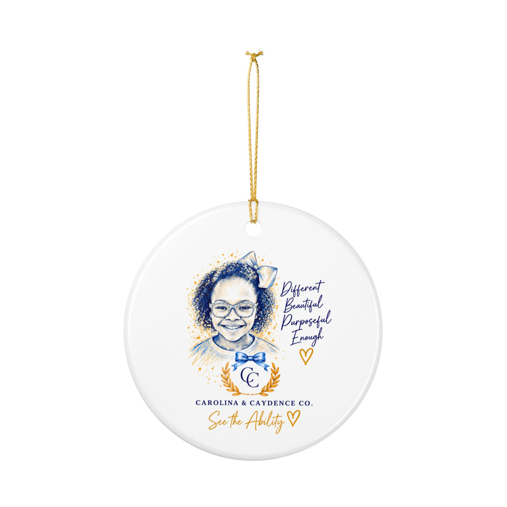 Caydence Down Syndrome Awareness Ceramic Ornament – "October Down Syndrome Awareness Month" Holiday Decoration