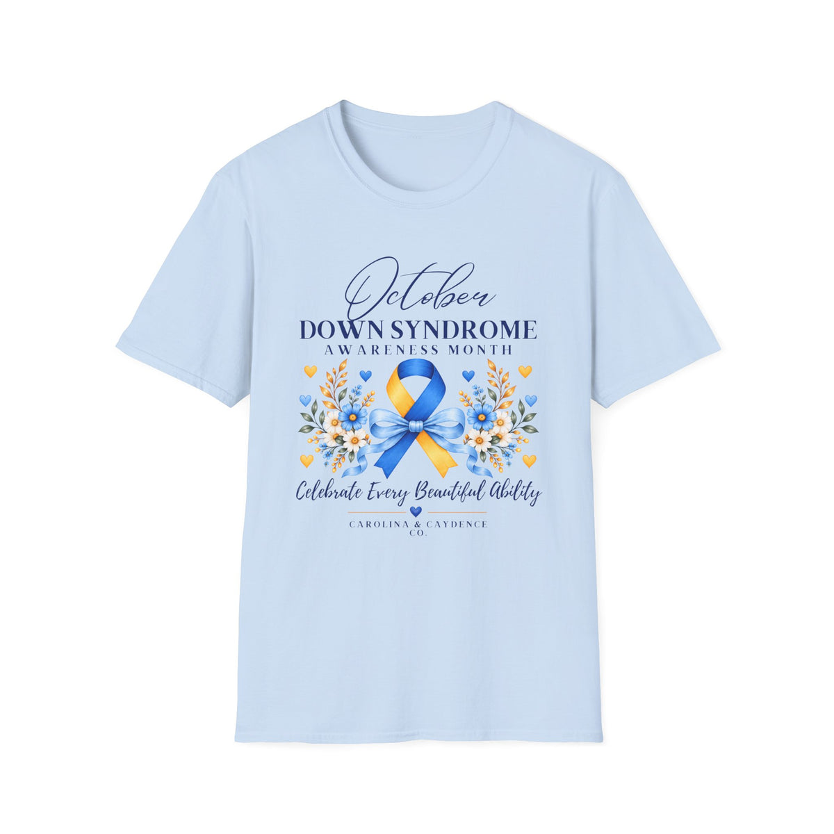 Down Syndrome Awareness Tee – Adult (Boy Design on Back)