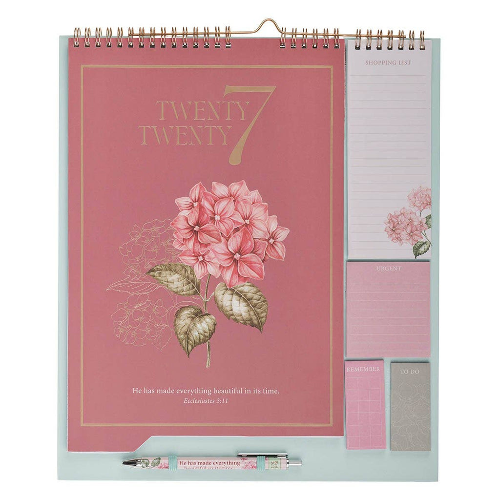 Rose & Hydrangeas Calendar & Stationery Set with Pen – Ecclesiastes 3:11