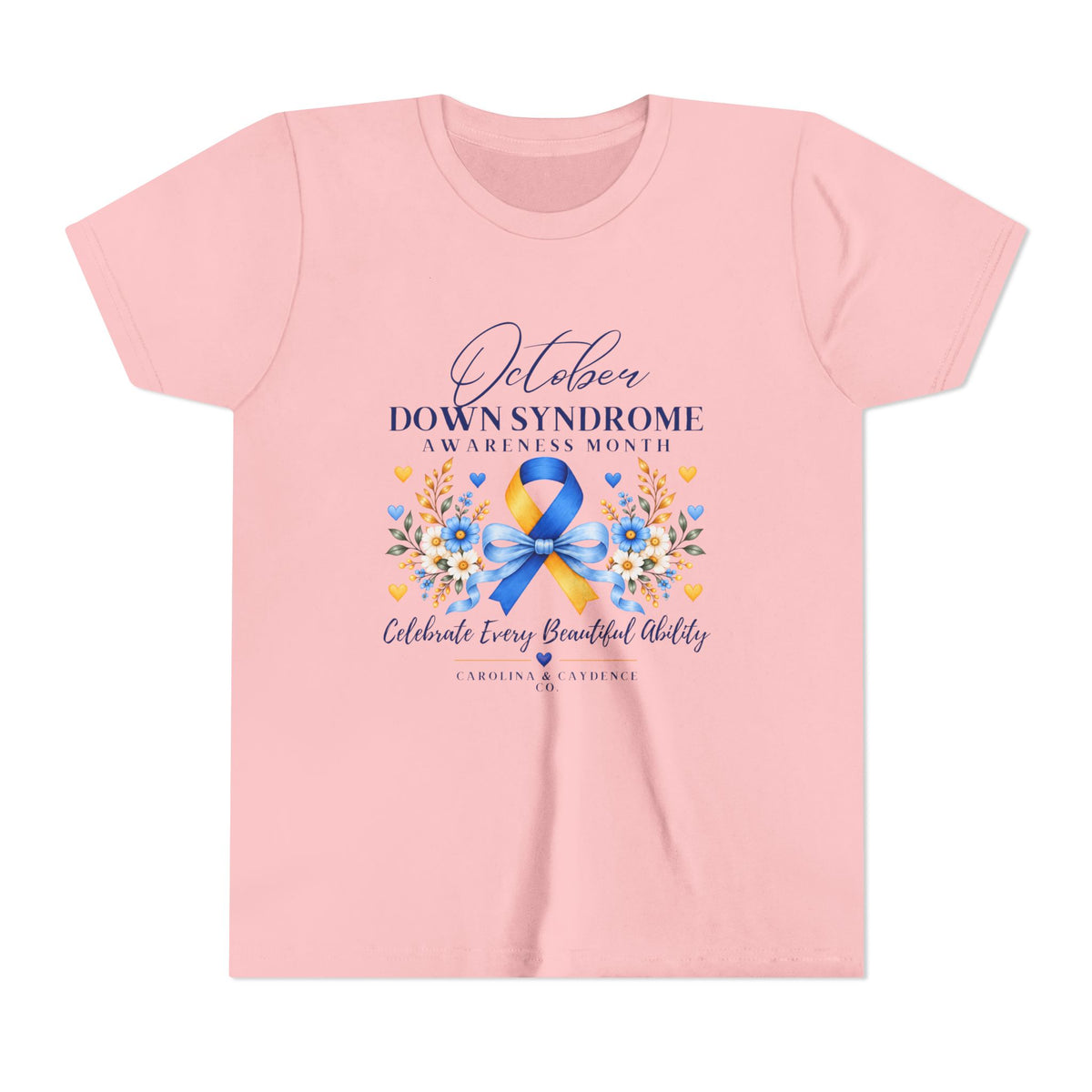Caydence Kid's Tee – Down Syndrome Awareness Ribbon (Celebrate Every Beautiful Ability)