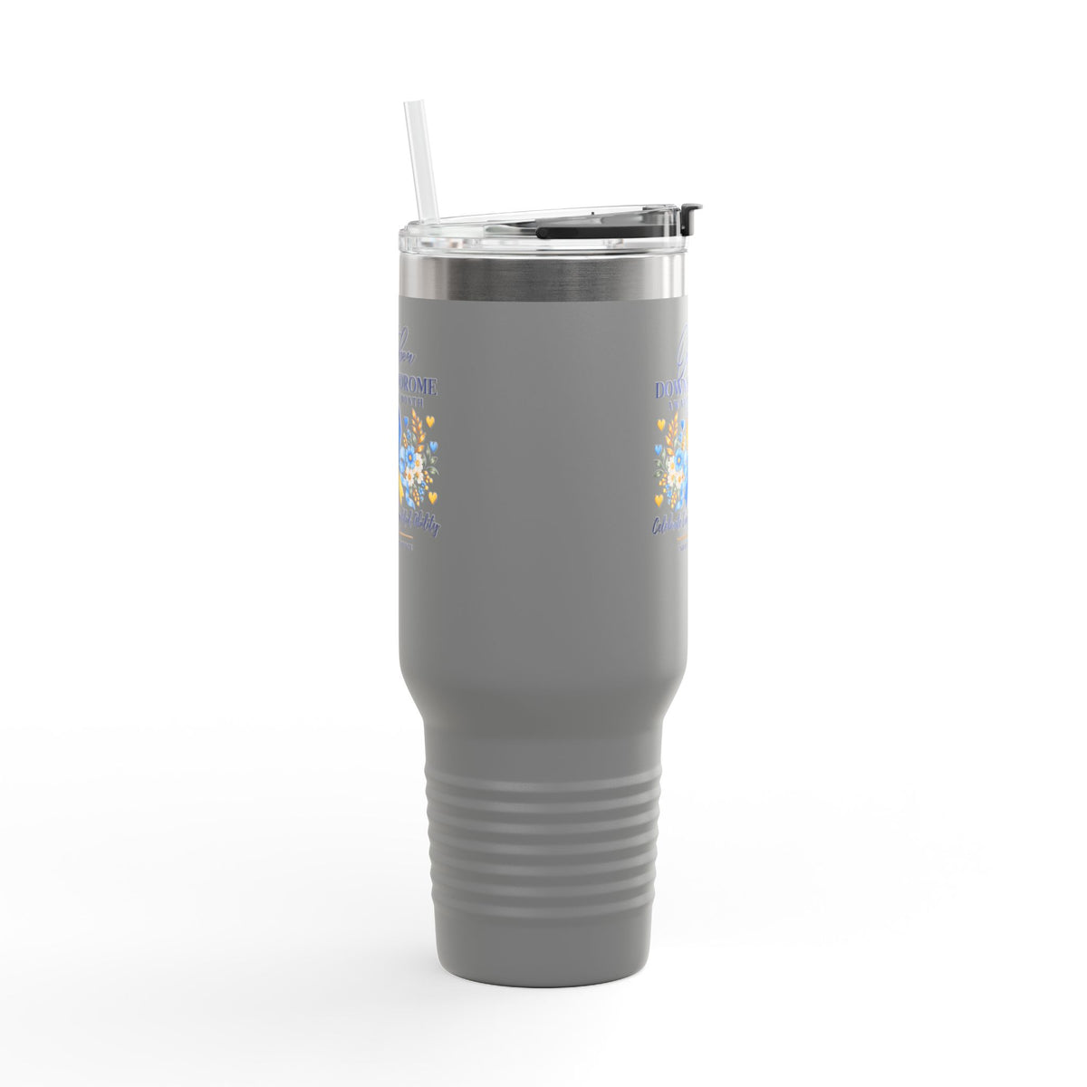 Down Syndrome Awareness 40 oz Insulated Travel Mug – Ribbon Floral Design