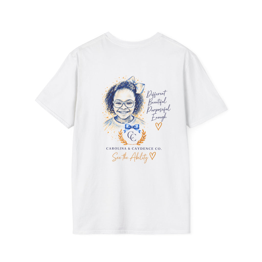 Caydence Down Syndrome Awareness Tee – Adult (Girl Design on Back)