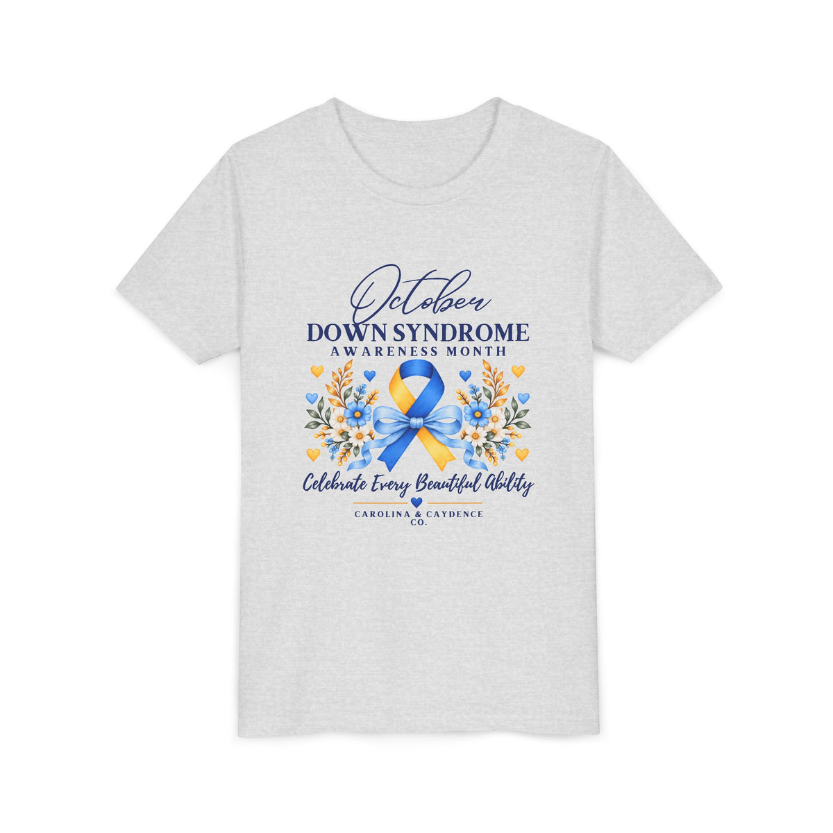 Caydence Kid's Tee – Down Syndrome Awareness Ribbon (Celebrate Every Beautiful Ability)