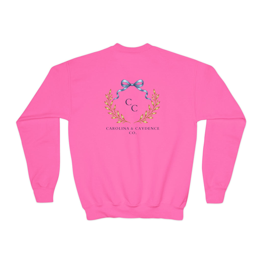Down Syndrome Awareness Youth Crewneck – Floral Ribbon
