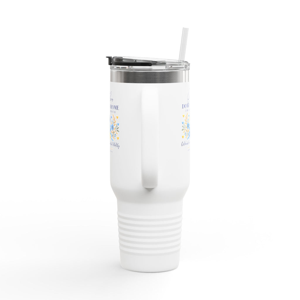 Down Syndrome Awareness 40 oz Insulated Travel Mug – Ribbon Floral Design