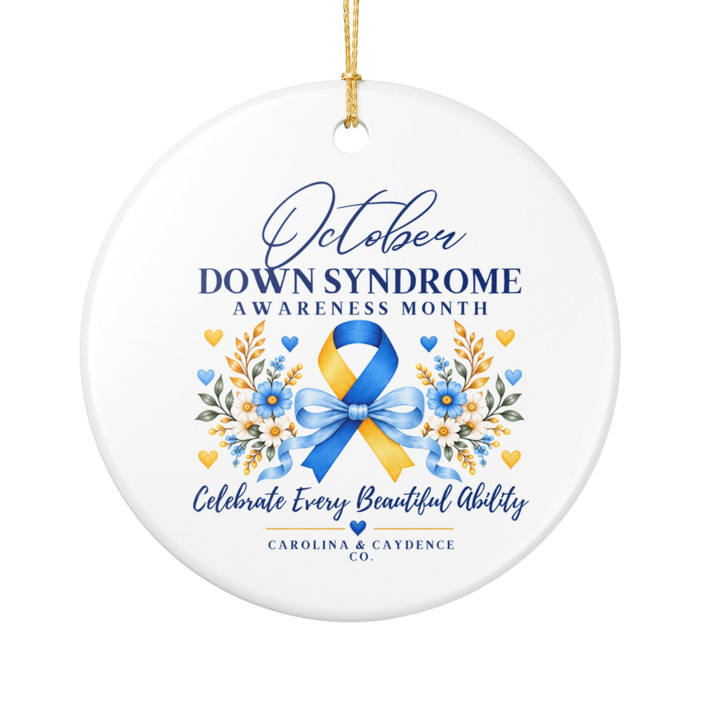 Caydence Down Syndrome Awareness Ceramic Ornament – "October Down Syndrome Awareness Month" Holiday Decoration