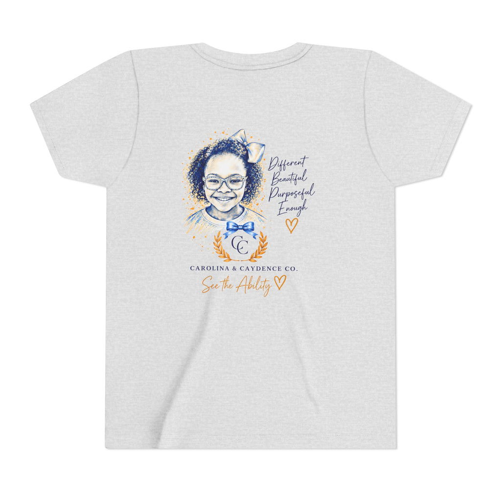 Caydence Kid's Tee – Down Syndrome Awareness Ribbon (Celebrate Every Beautiful Ability)