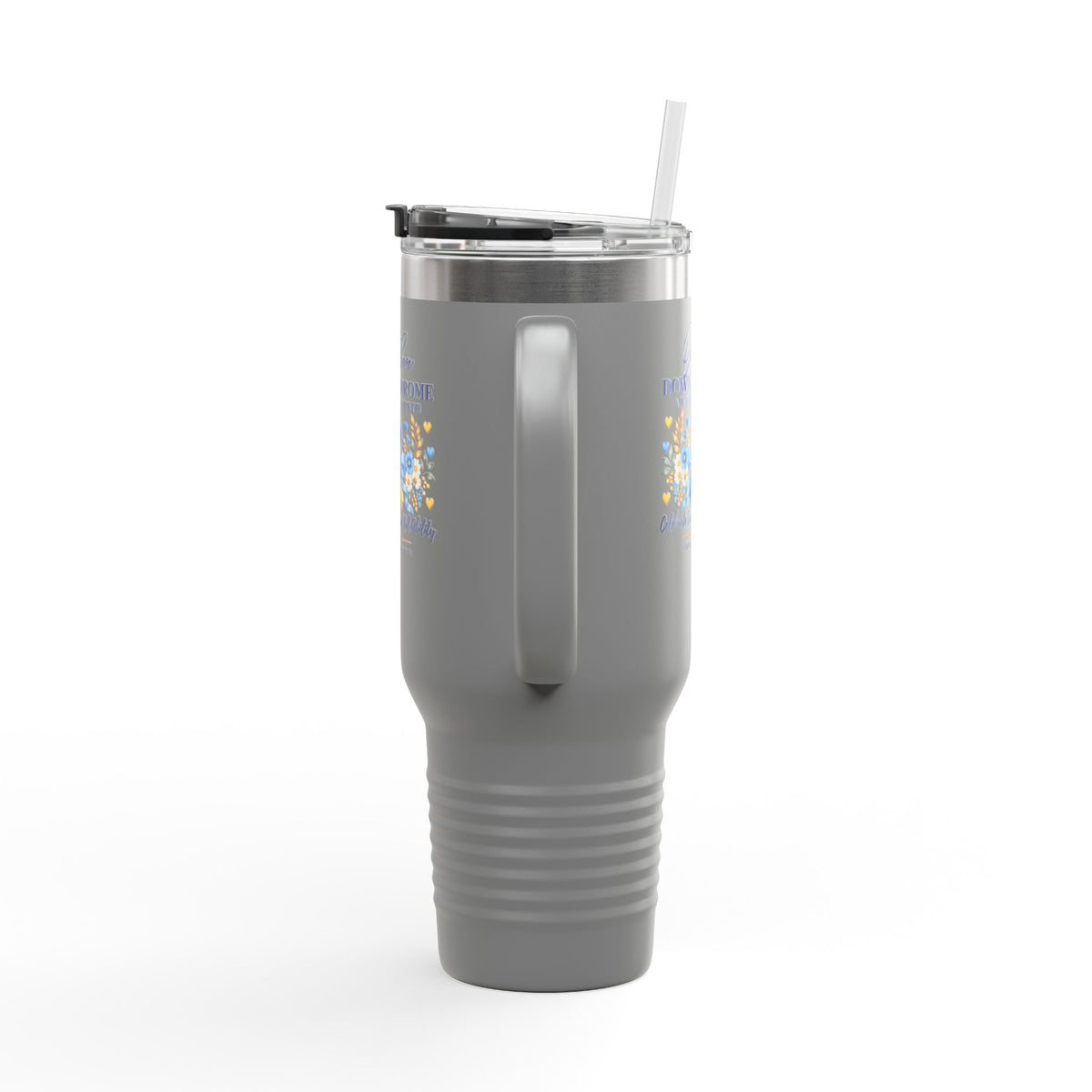 Down Syndrome Awareness 40 oz Insulated Travel Mug – Ribbon Floral Design