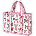 Christmas White Bow Quilted Mini Tote