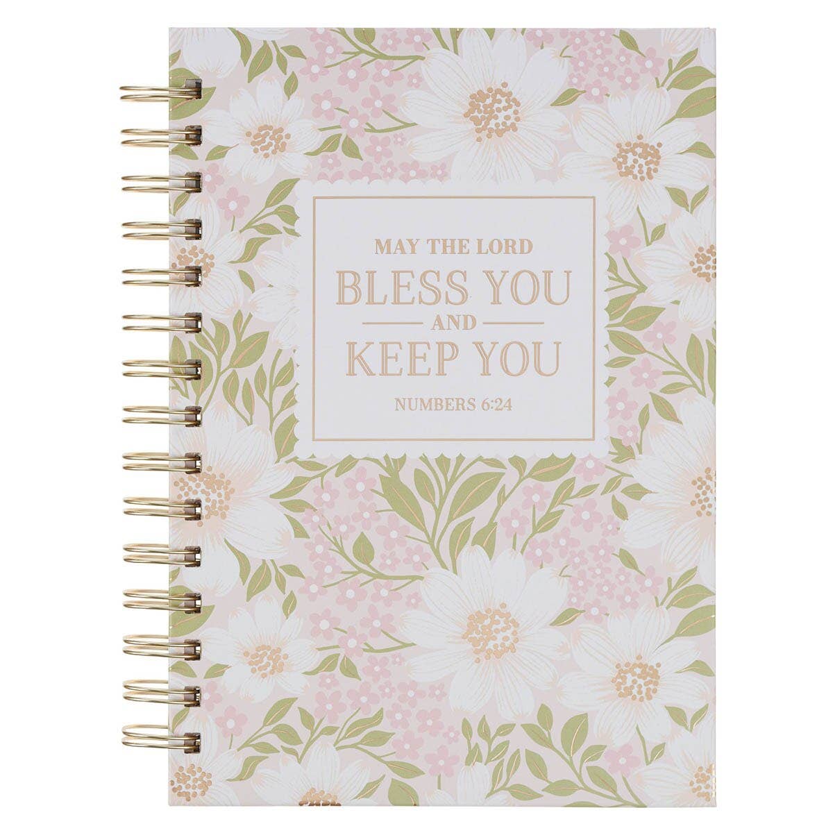 Bless You and Keep You Pink Floral Spiral Journal – Numbers 6:24