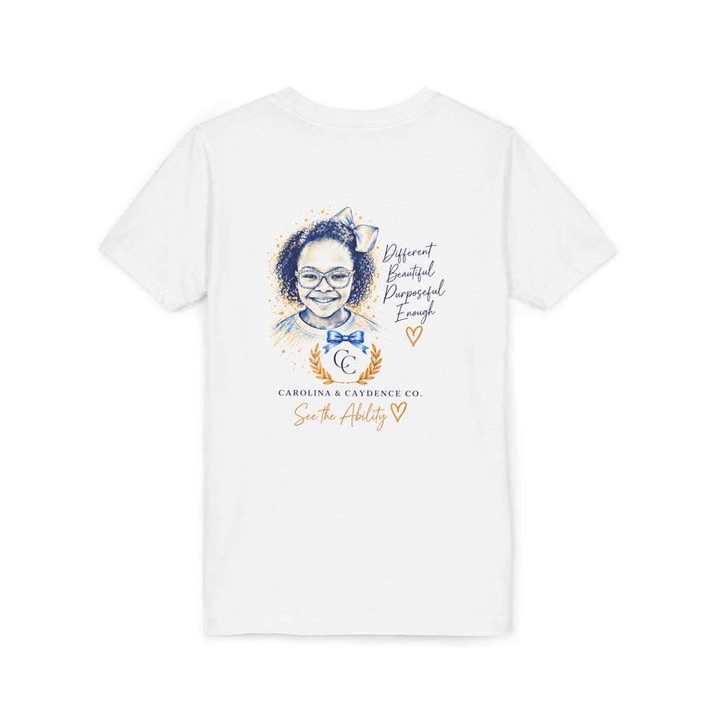 Caydence Kid's Tee – Down Syndrome Awareness Ribbon (Celebrate Every Beautiful Ability)