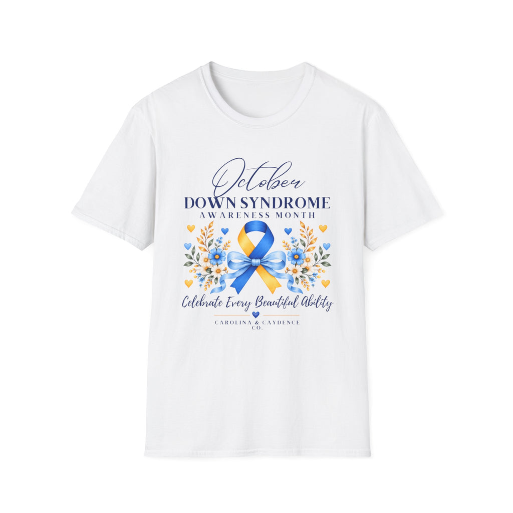 Down Syndrome Awareness Tee – Adult (Boy Design on Back)