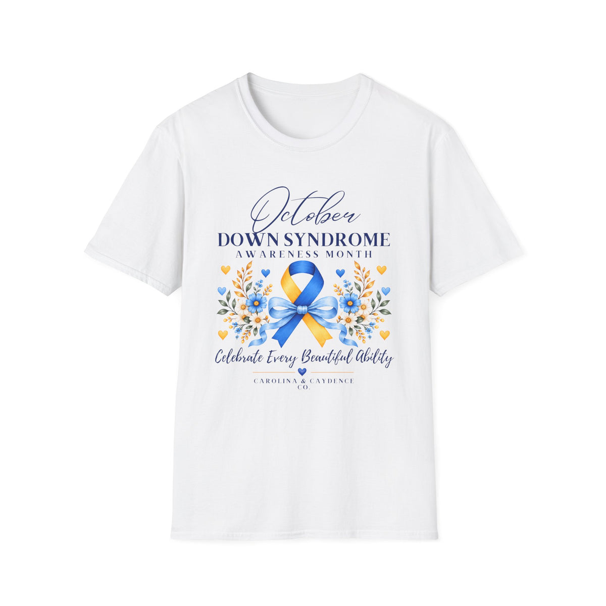Down Syndrome Awareness Tee – Adult (Boy Design on Back)