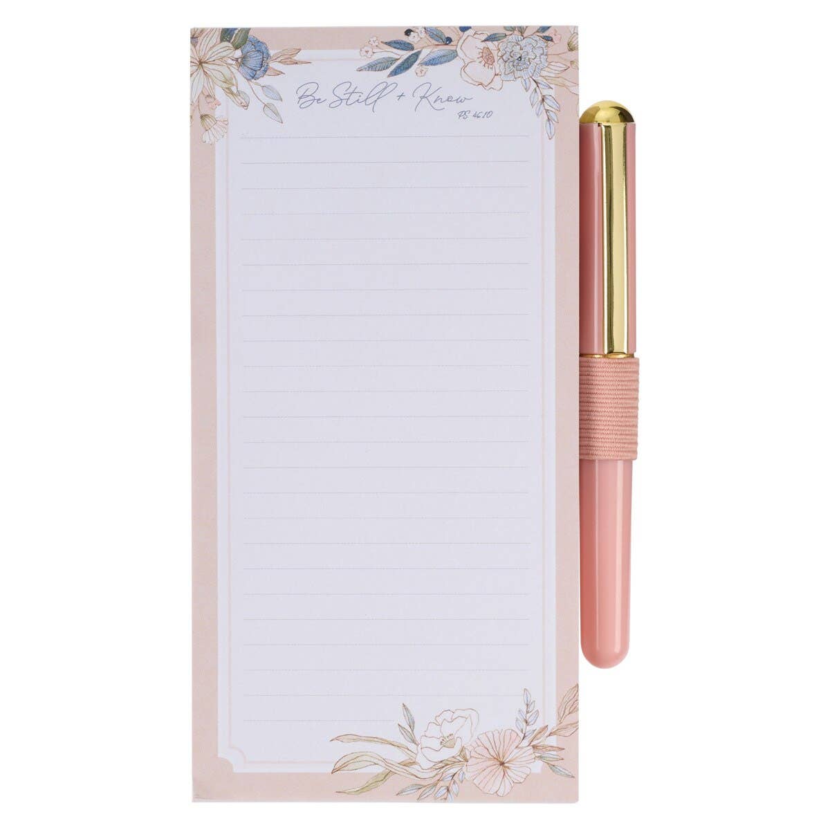Be Still Magnetic Notepad & Pen Set – Peach Blossoms