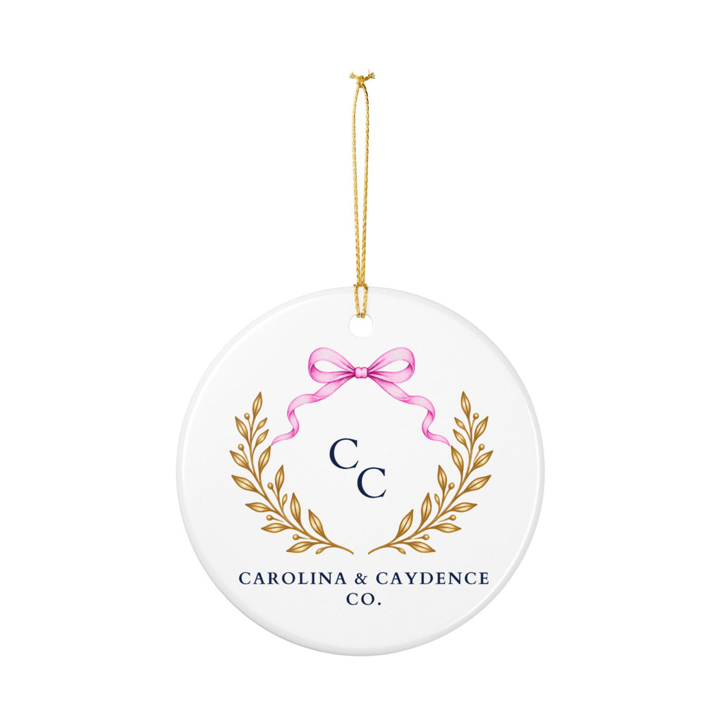 Pink Ceramic Ornament – "The Lord Bless Thee" Floral Keepsake (Personalizable Monogram Option)