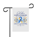 Down Syndrome Awareness Garden Flag – "October Down Syndrome Awareness Month" Ribbon Garden Banner