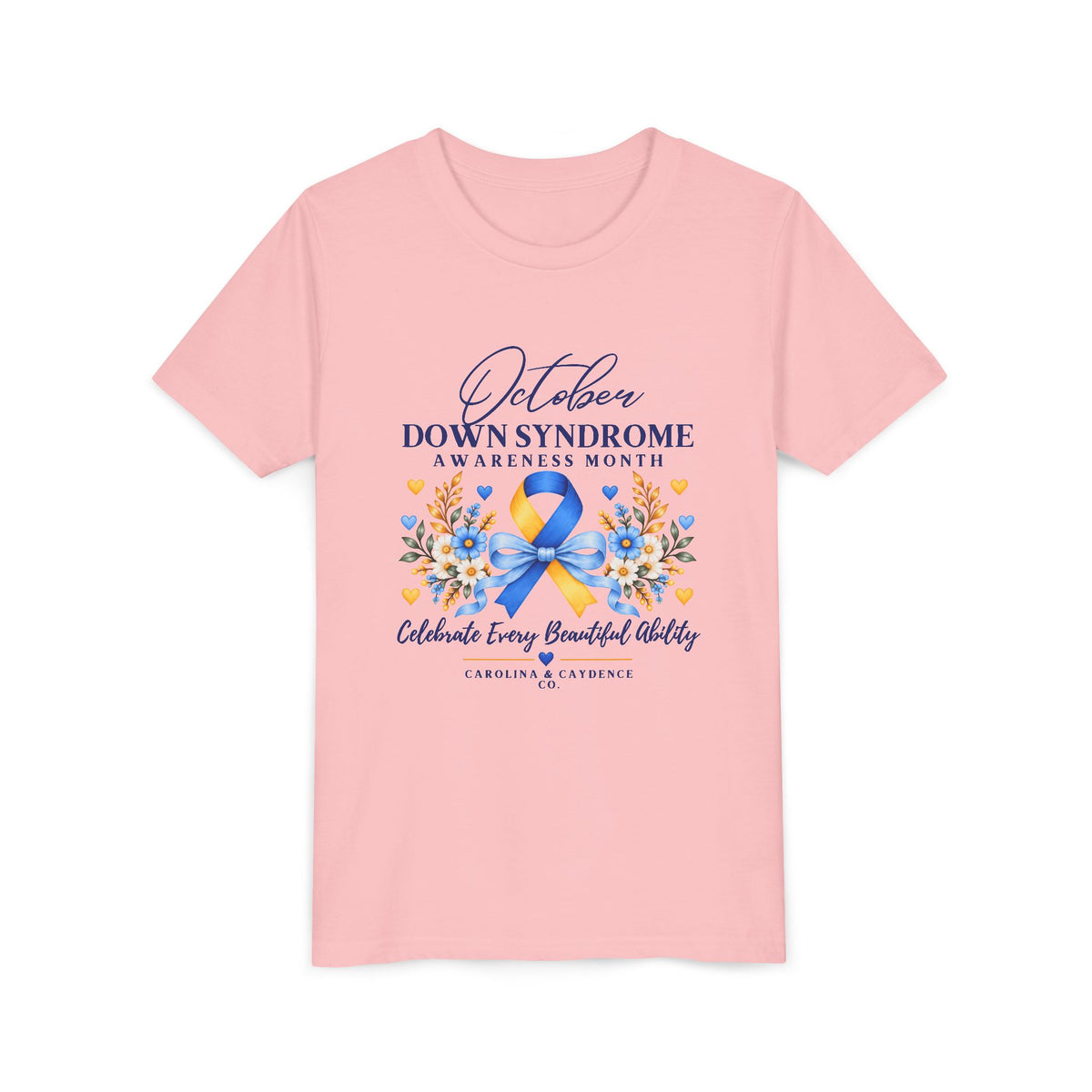 Caydence Kid's Tee – Down Syndrome Awareness Ribbon (Celebrate Every Beautiful Ability)