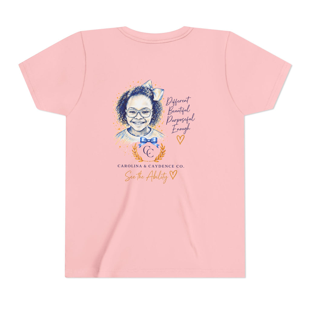 Caydence Kid's Tee – Down Syndrome Awareness Ribbon (Celebrate Every Beautiful Ability)