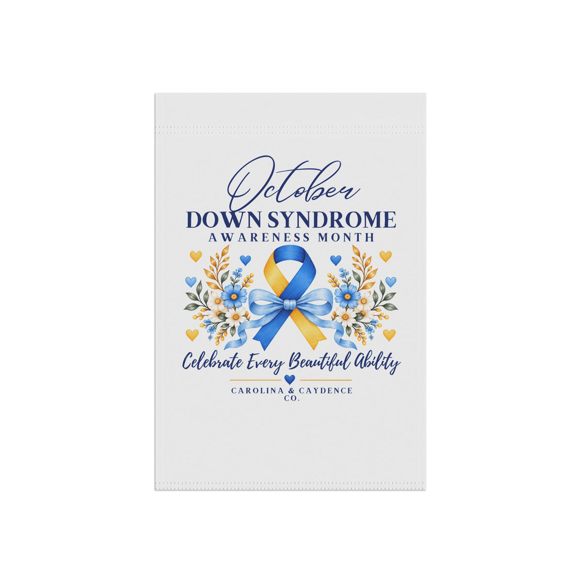 Down Syndrome Awareness Garden Flag – "October Down Syndrome Awareness Month" Ribbon Garden Banner