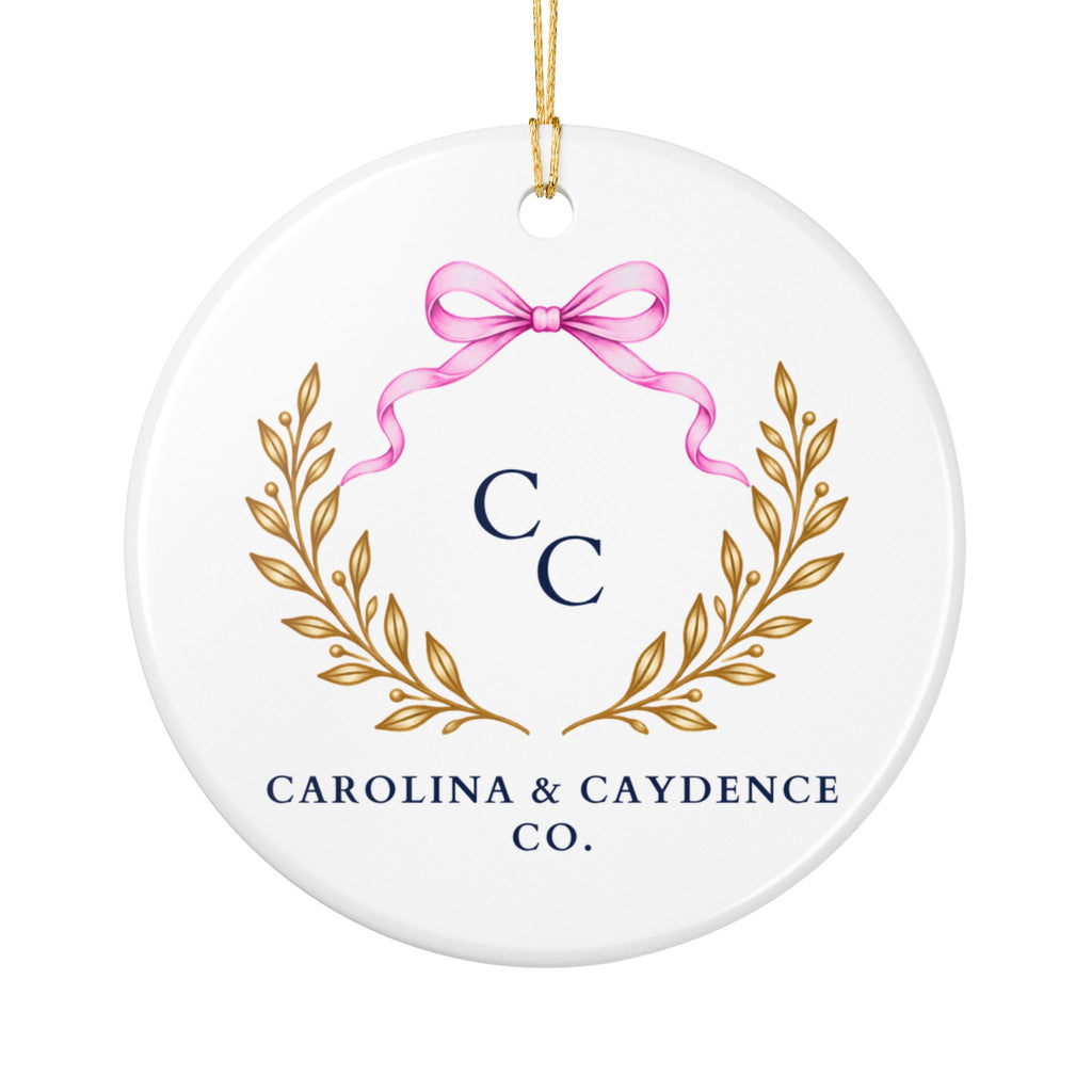 Pink Ceramic Ornament – "The Lord Bless Thee" Floral Keepsake (Personalizable Monogram Option)