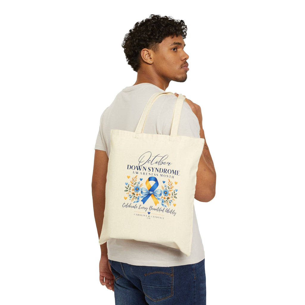 Down Syndrome Awareness Tote Bag – "Celebrate Every Beautiful Ability" Cotton Canvas