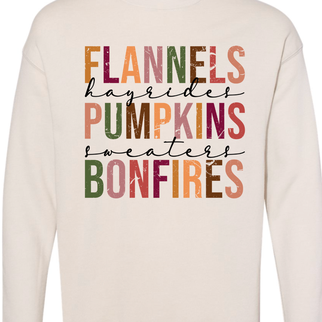 Flannels Pumpkins Bonfires Crewneck Sweatshirt