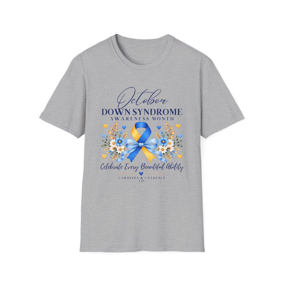Down Syndrome Awareness Tee – Adult (Boy Design on Back)