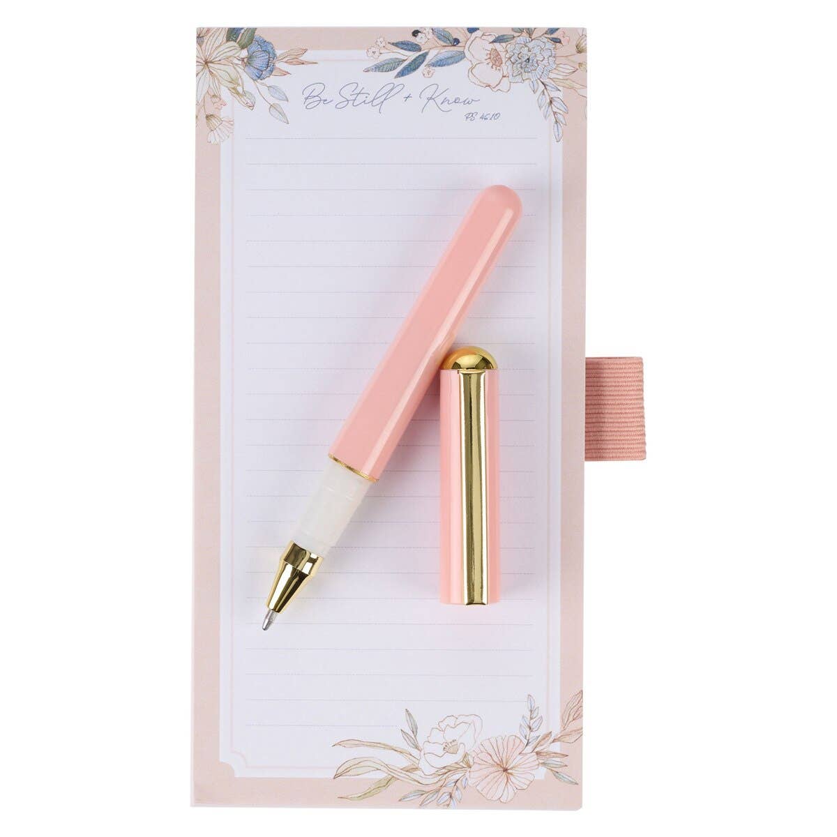 Be Still Magnetic Notepad & Pen Set – Peach Blossoms