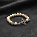 Marble Bead Cross Stackable Bracelet