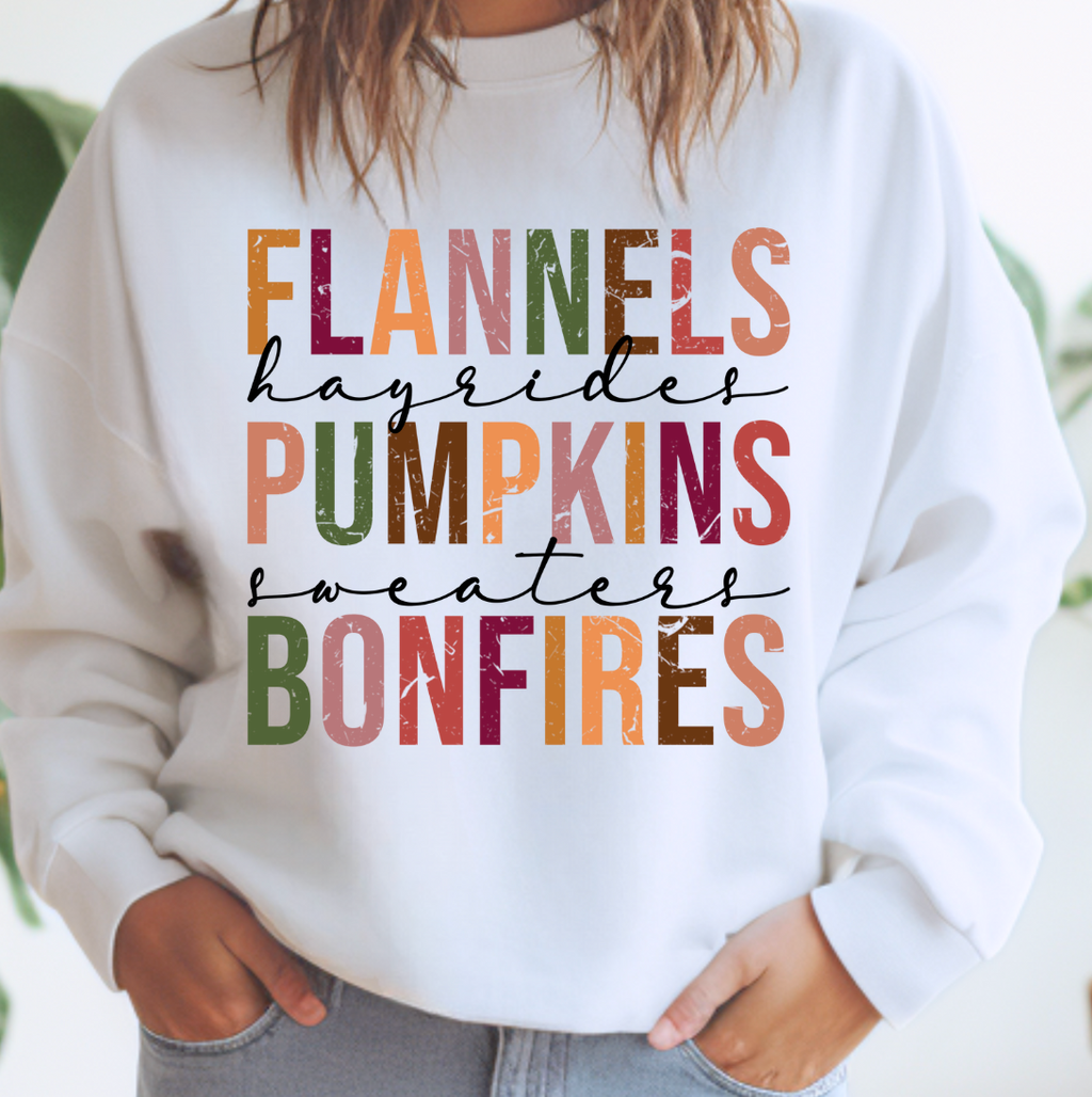 Flannels Pumpkins Bonfires Crewneck Sweatshirt