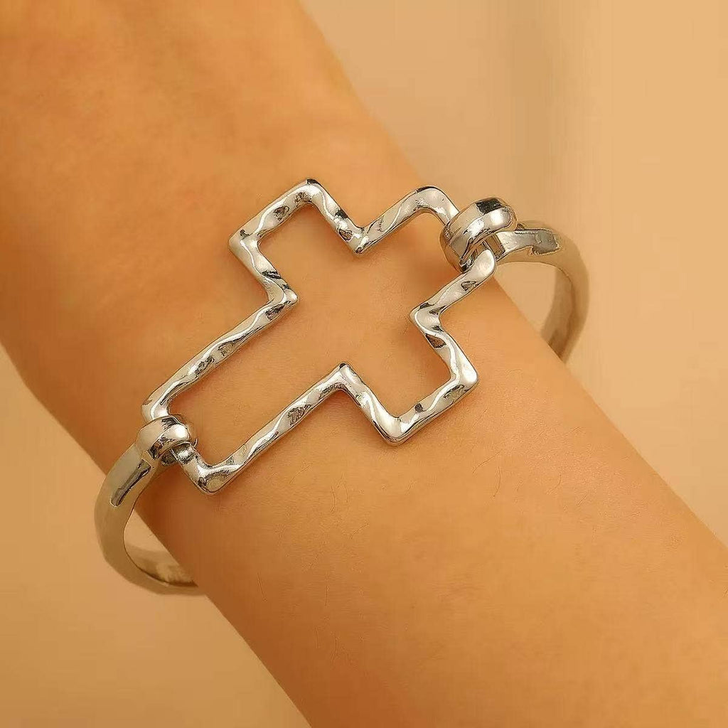 Silver Cross Cuff Bracelet