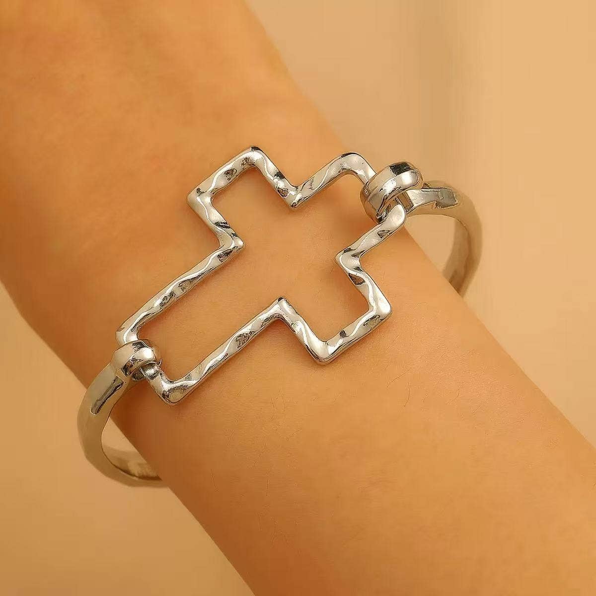 Silver Cross Cuff Bracelet