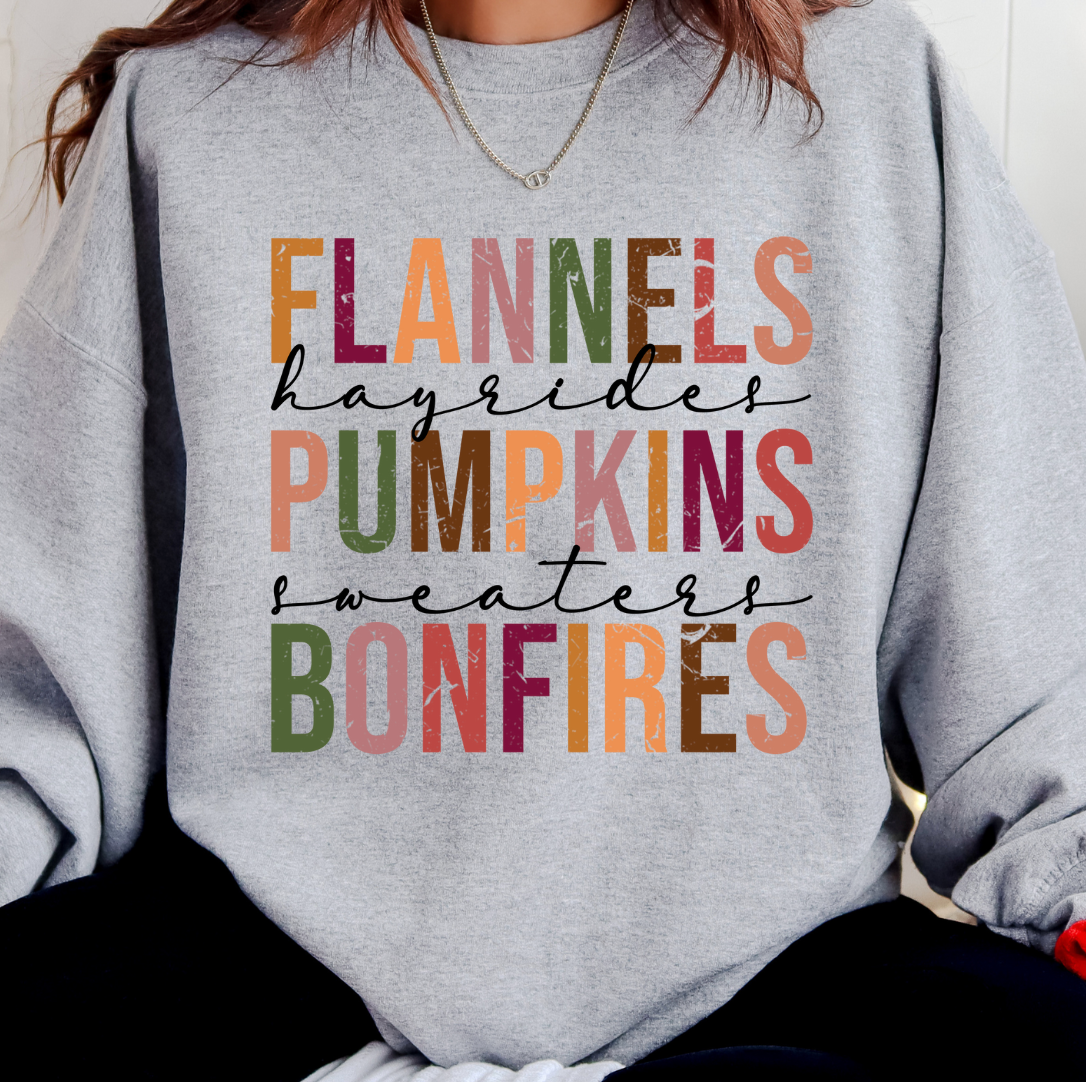 Flannels Pumpkins Bonfires Crewneck Sweatshirt