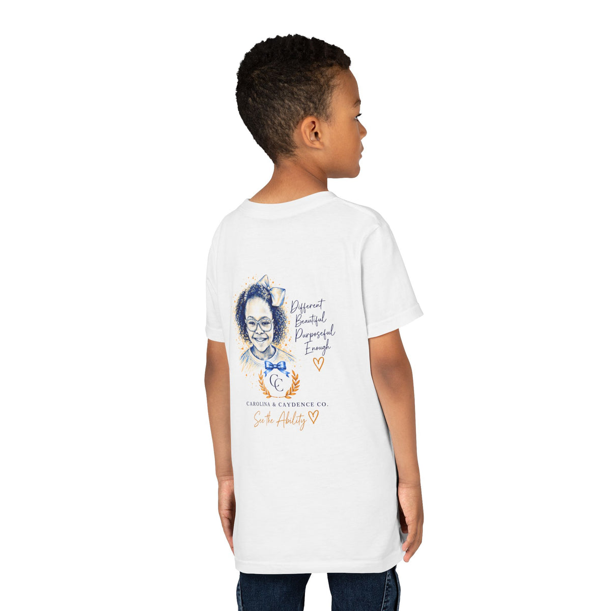 Caydence Kid's Tee – Down Syndrome Awareness Ribbon (Celebrate Every Beautiful Ability)