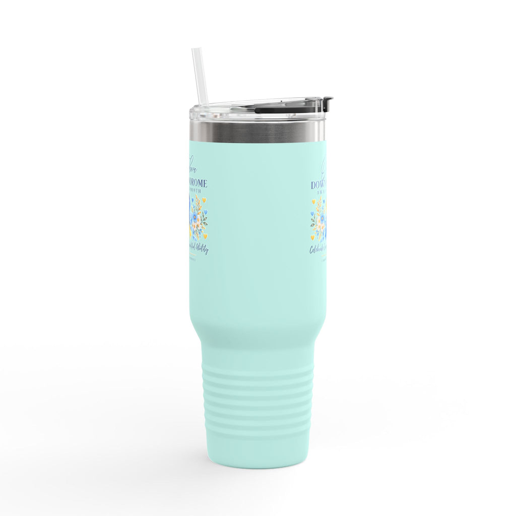 Down Syndrome Awareness 40 oz Insulated Travel Mug – Ribbon Floral Design