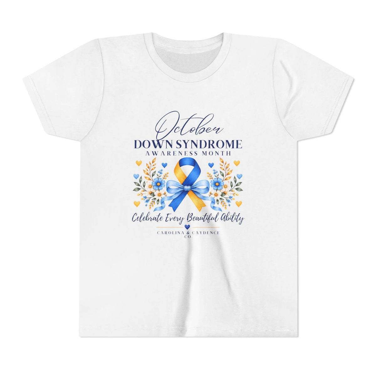 Caydence Kid's Tee – Down Syndrome Awareness Ribbon (Celebrate Every Beautiful Ability)