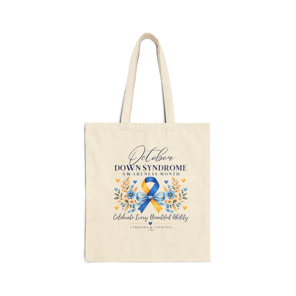 Down Syndrome Awareness Tote Bag – "Celebrate Every Beautiful Ability" Cotton Canvas