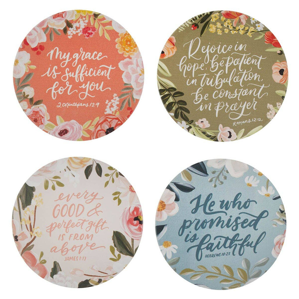 Faithful Florals Ceramic Coaster Set (4 pc)