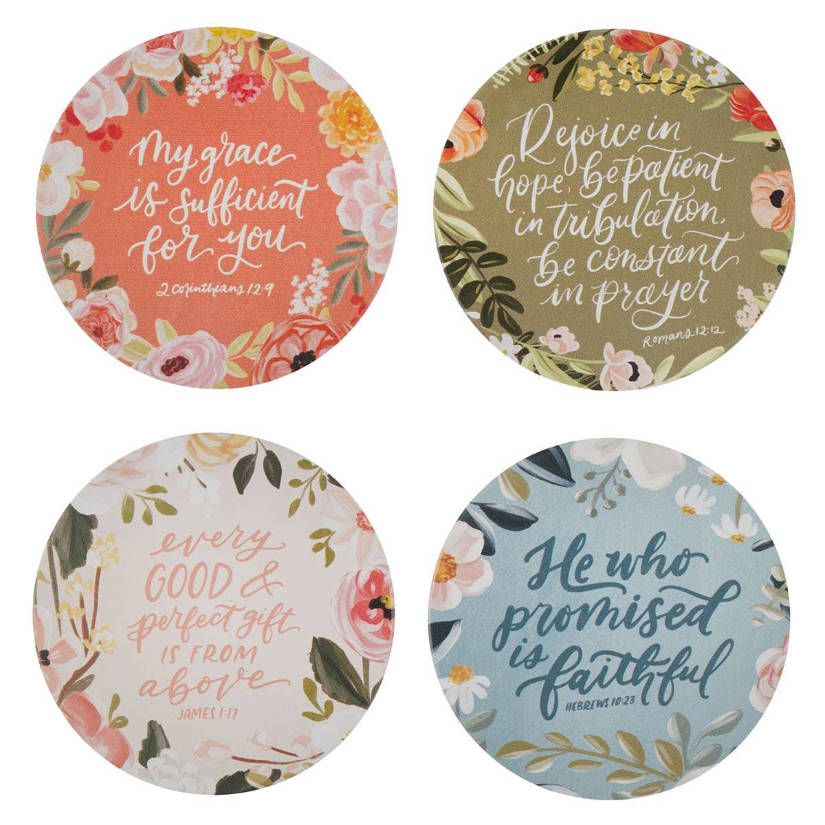 Faithful Florals Ceramic Coaster Set (4 pc)