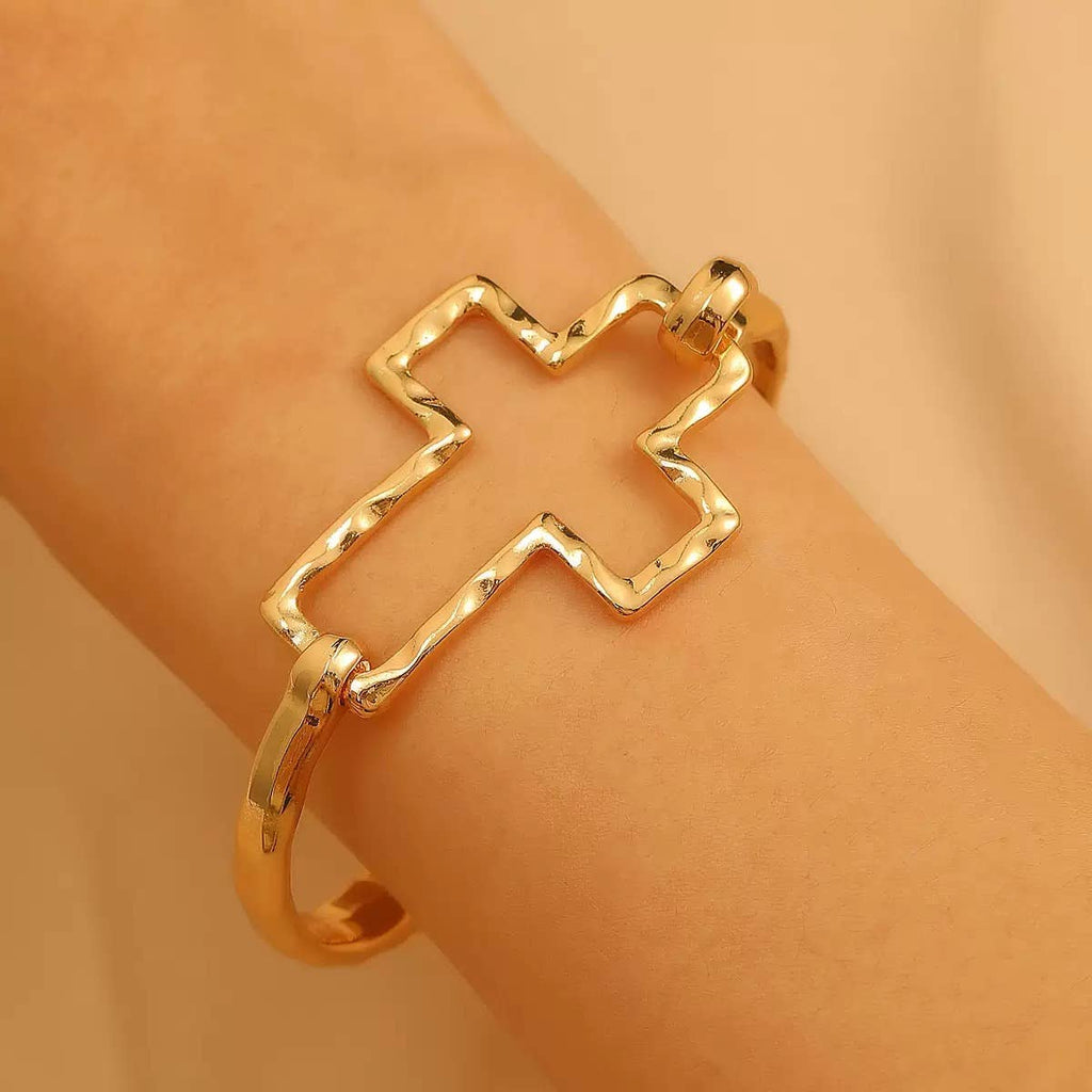 Silver Cross Cuff Bracelet