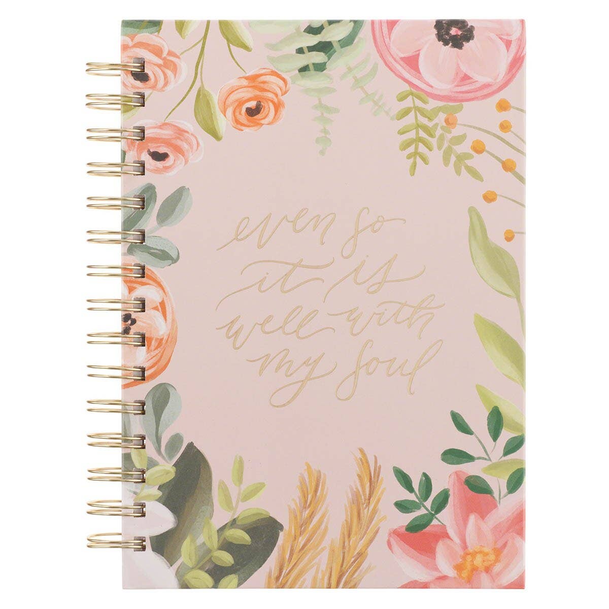 It Is Well With My Soul Pink Floral Spiral Journal