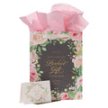 Perfect Gift Pink Rose Large Gift Bag & Card – James 1:17