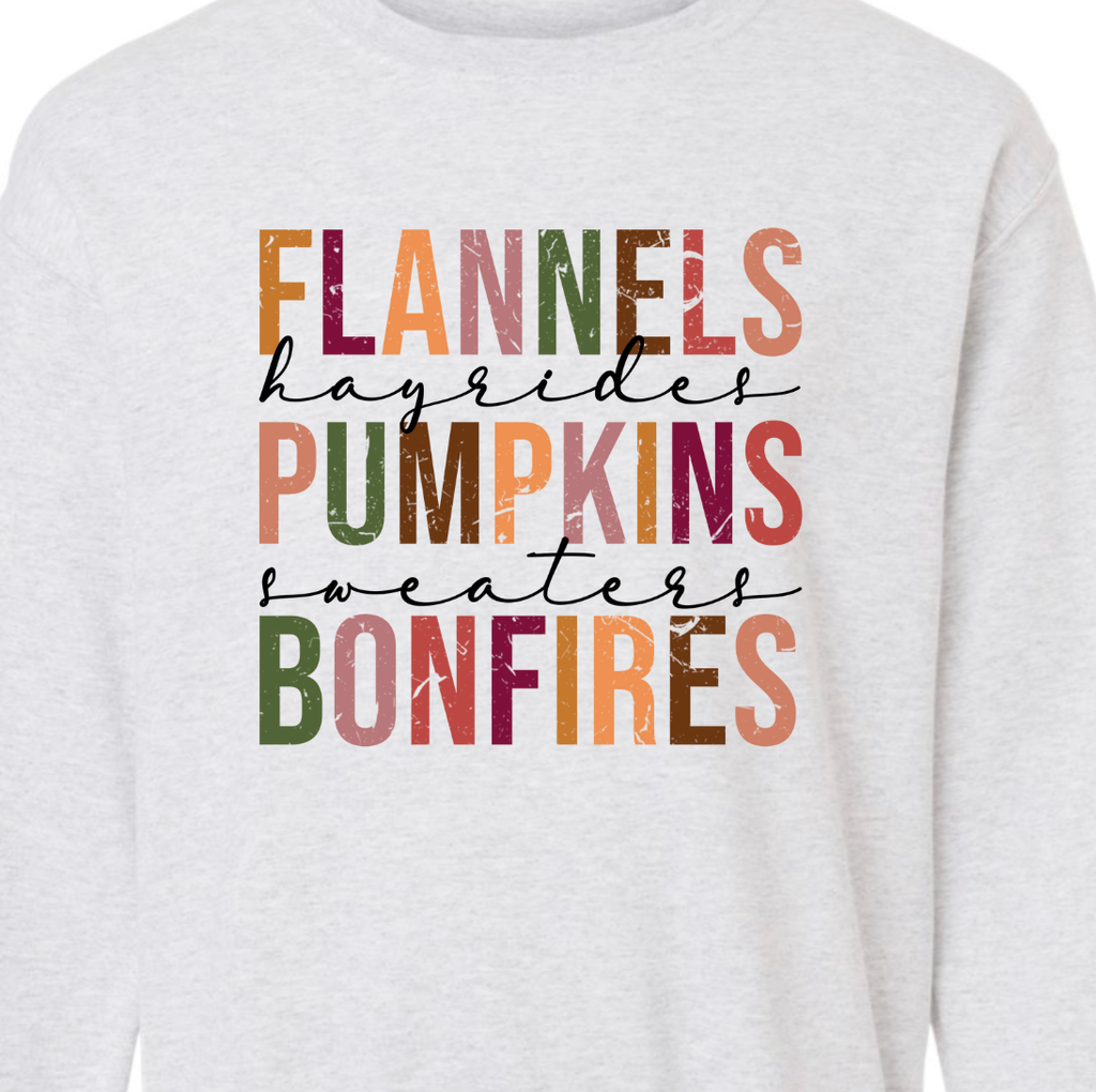 Flannels Pumpkins Bonfires Crewneck Sweatshirt