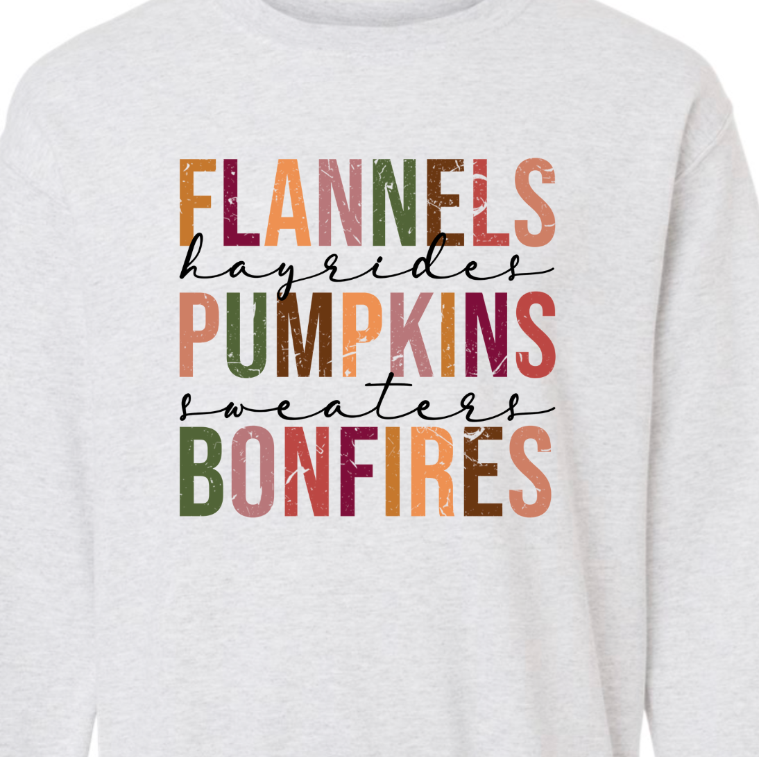 Flannels Pumpkins Bonfires Crewneck Sweatshirt