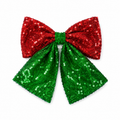 Sequin Christmas Hair Bow – Red & Green