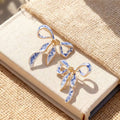 Blue & White Bow Statement Earrings